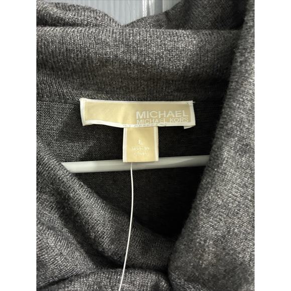 Michael Kors Women's Sweater Zipper Sleeves Gray Size L Pullover Turtleneck - Picture 9 of 9